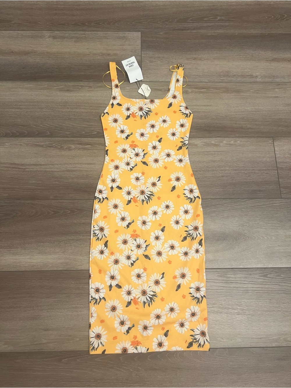 Zara Yellow Floral Midi Dress